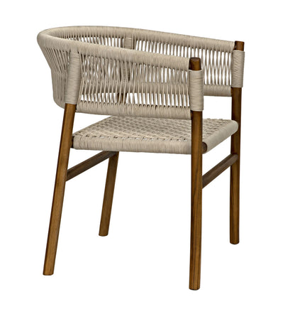 Noir Conrad Chair Teak with Woven Rope in Clear Coat Flat AE-237T