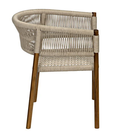 Noir Conrad Chair Teak with Woven Rope in Clear Coat Flat AE-237T