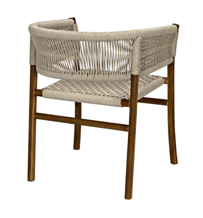 Noir Conrad Chair Teak with Woven Rope in Clear Coat Flat AE-237T