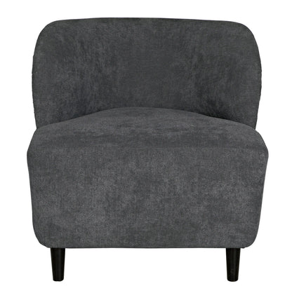 Noir Laffont Chair with Grey Fabric in Charcoal Black AE-240G