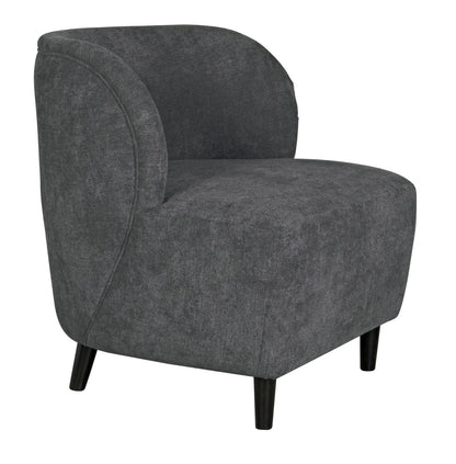 Noir Laffont Chair with Grey Fabric in Charcoal Black AE-240G