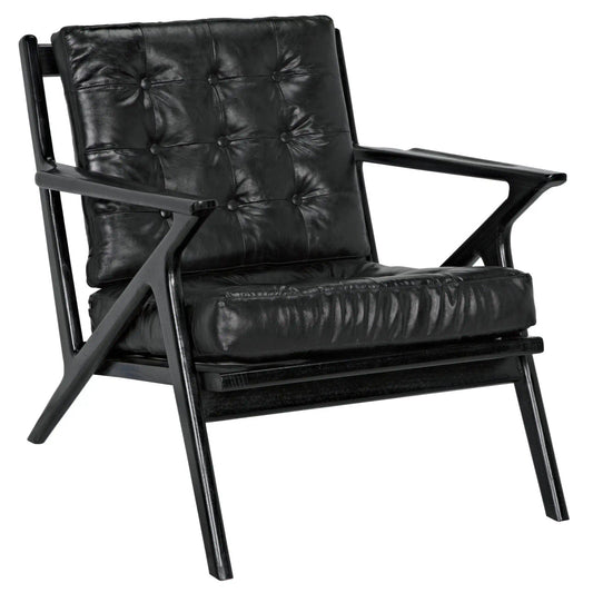 Noir Lauda Chair with Black Leather in Charcoal Black AE-248CHB