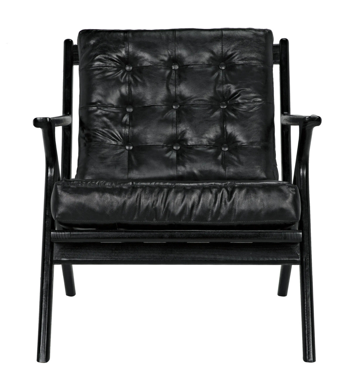 Noir Lauda Chair with Black Leather in Charcoal Black AE-248CHB