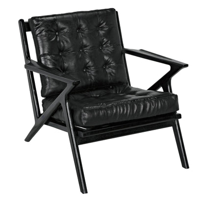 Noir Lauda Chair with Black Leather in Charcoal Black AE-248CHB