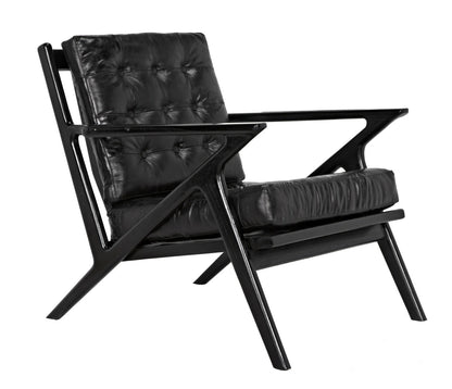 Noir Lauda Chair with Black Leather in Charcoal Black AE-248CHB