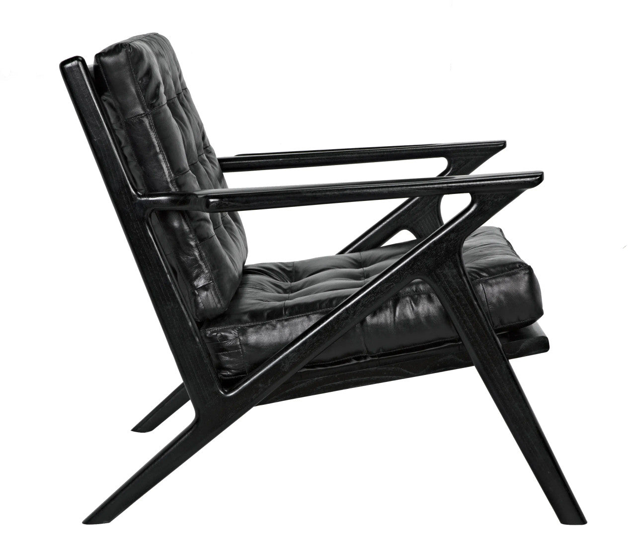 Noir Lauda Chair with Black Leather in Charcoal Black AE-248CHB