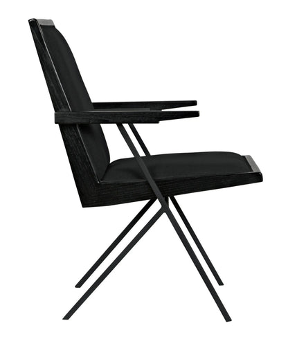 Noir Henderson Chair in Charcoal Black and Black Metal AE-257