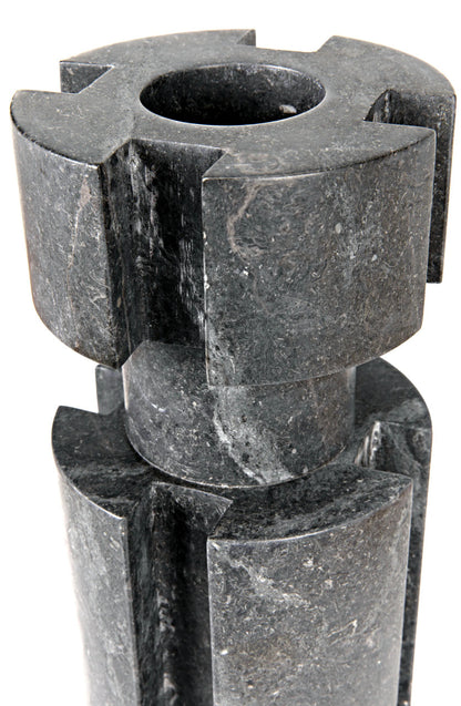 Noir Doom Candle Holder Set of 2 in Black Marble AM-278BM2