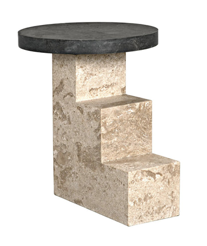 Noir Barnes Side Table in Black and White Marble AM-313