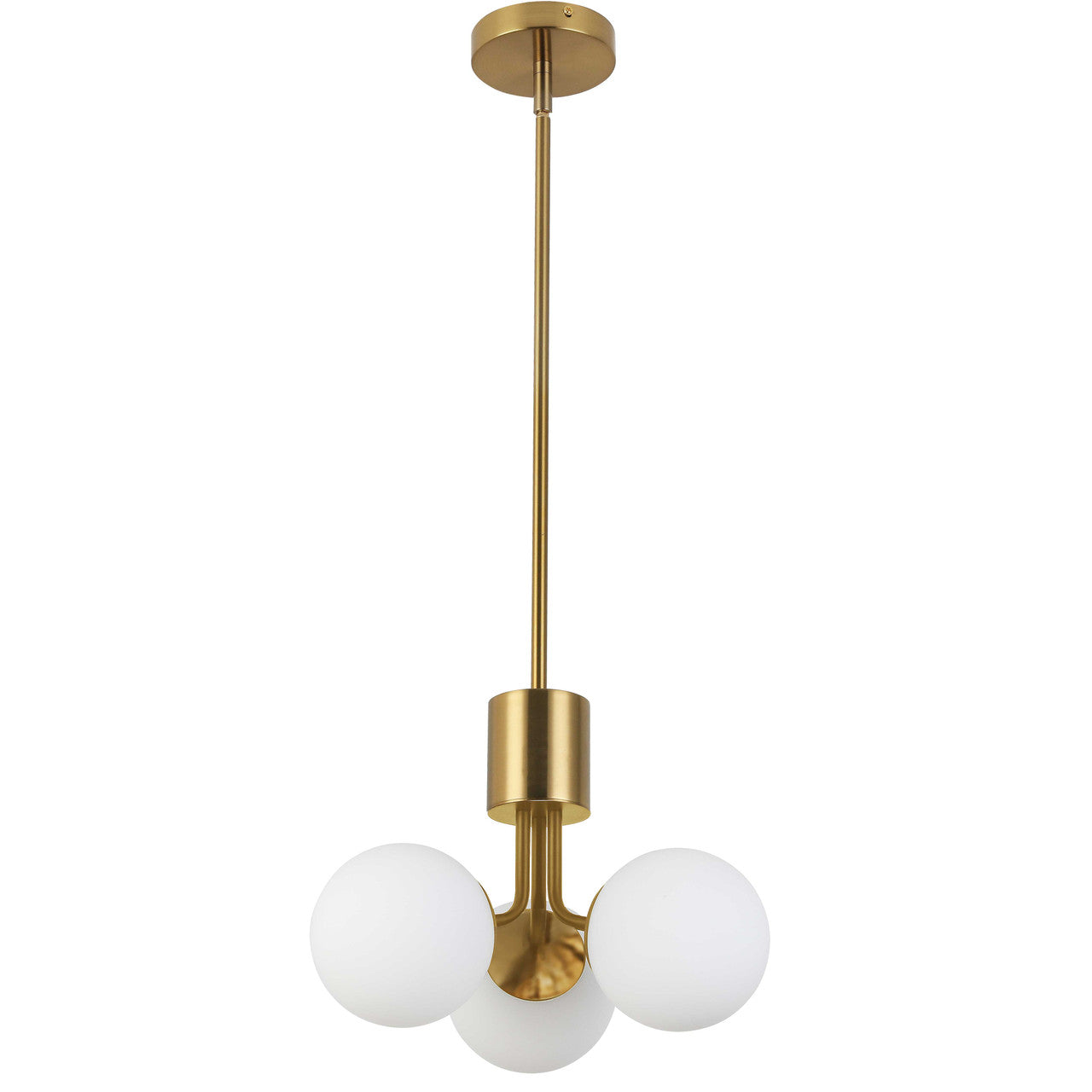 Dainolite 3 Light Halogen Pendant Aged Brass with White Opal Glass AMA-153P-AGB