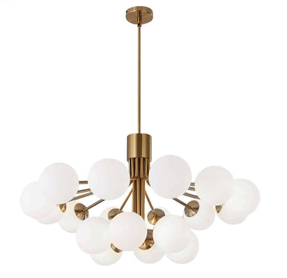 Dainolite 18 Light Halogen Chandelier, Aged Brass with Opal Glass AMA-3618C-AGB