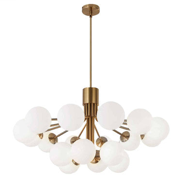 Dainolite 18 Light Halogen Chandelier, Aged Brass with Opal Glass AMA-3618C-AGB