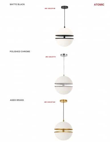 Dainolite 30W Pendant, Aged Brass w/ White Glass AMC-1330LEDP-AGB