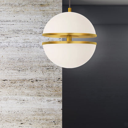 Dainolite 30W Pendant, Aged Brass w/ White Glass AMC-1330LEDP-AGB