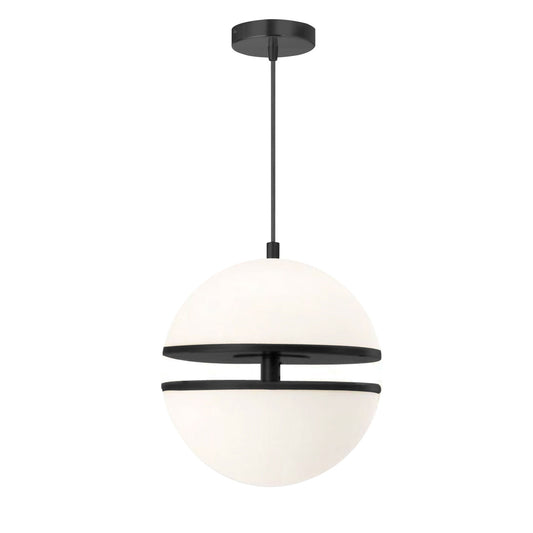 Dainolite 30W Pendant, Matte Black w/ White Glass AMC-1330LEDP-MB