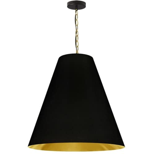 Dainolite 1 Light Large Anaya Aged Brass Pendant with Black/Gold Shade ANA-L-AGB-698