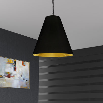 Dainolite 1 Light Large Anaya Matte Black Pendant with Black/Gold Shade ANA-L-MB-698