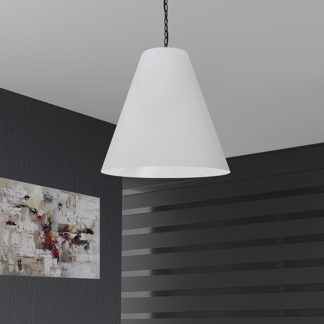 Dainolite 1 Light Large Anaya Matte Black Pendant w/ White Shade ANA-L-MB-790