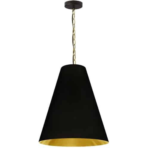 Dainolite 1 Light Medium Anaya Aged Brass Pendant with Black/Gold Shade ANA-M-AGB-698