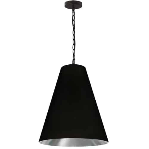 Dainolite 1 Light Medium Anaya Matte Black Pendant with Black/Silver Shade ANA-M-MB-697