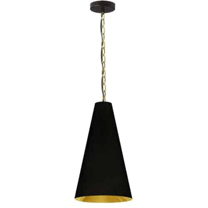 Dainolite 1 Light Small Anaya Aged Brass Pendant with Black/Gold Shade ANA-S-AGB-698