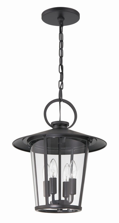 Crystorama Andover 4 Light Matte Black Outdoor Chandelier AND-9204-CL-MK