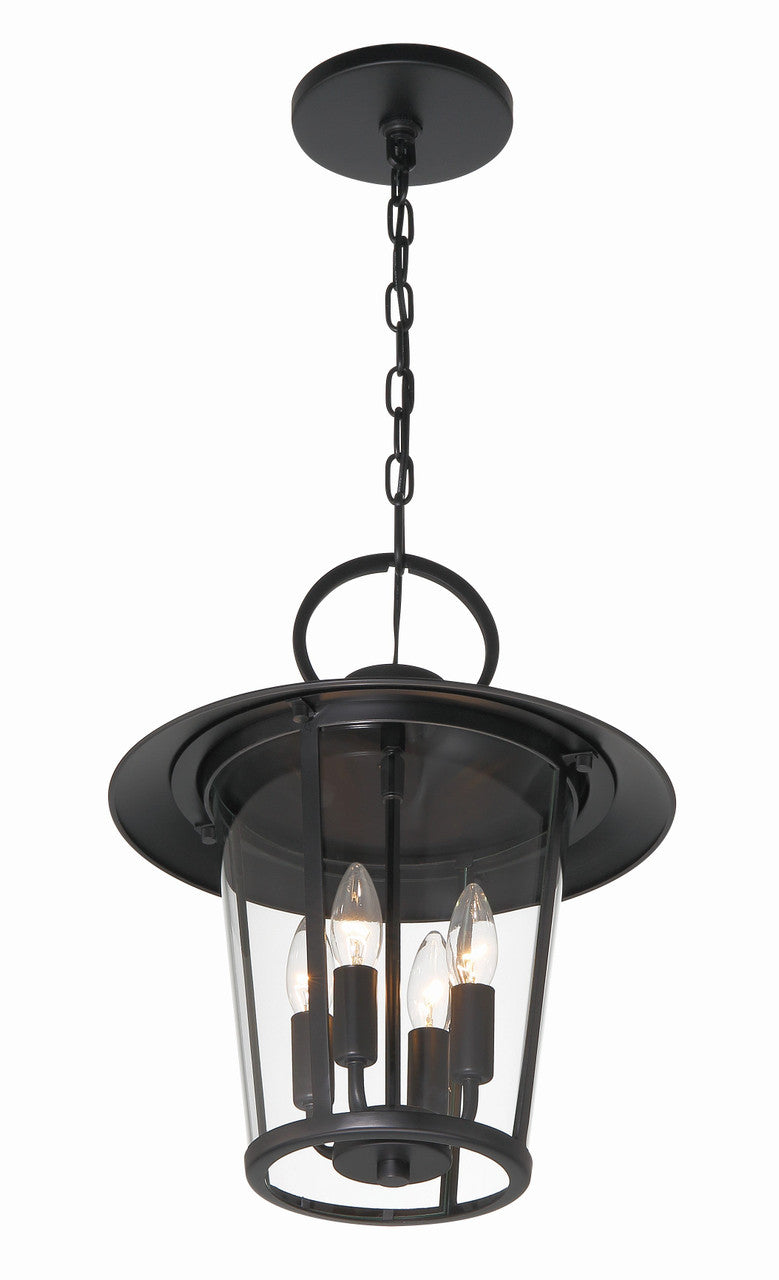 Crystorama Andover 4 Light Matte Black Outdoor Chandelier AND-9204-CL-MK