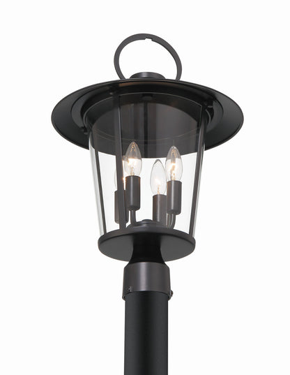 Crystorama Andover 4 Light Matte Black Outdoor Lantern Post AND-9209-CL-MK