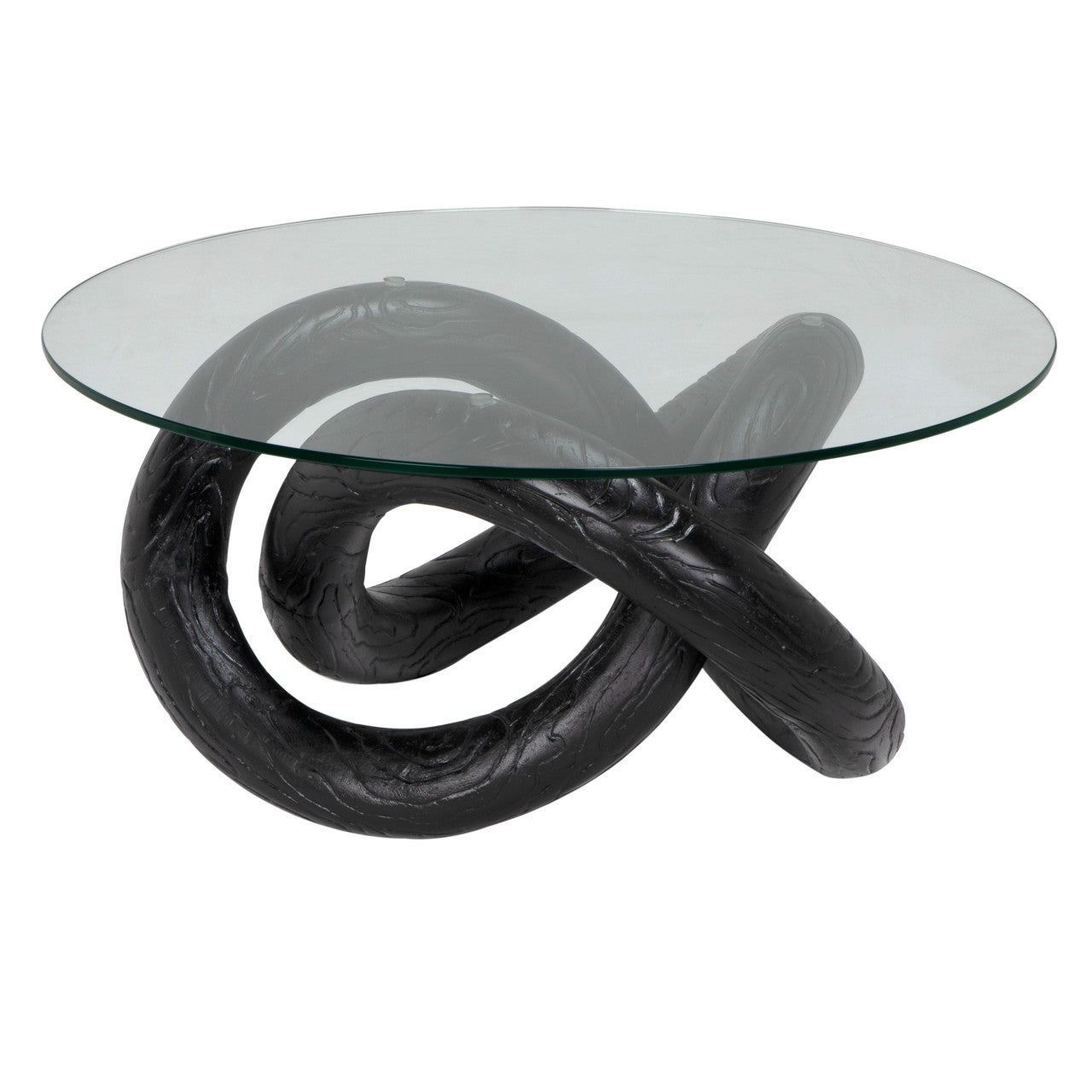 Noir Phobos Coffee Table with Glass, Black Resin in Black AR-311BBF