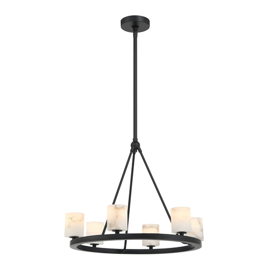 Crystorama Aragon 6 Light Matte Black Chandelier ARA-10264-MK-ST