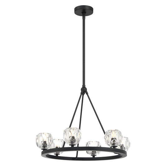 Crystorama Aragon 6 Light Matte Black Chandelier ARA-10264-MK