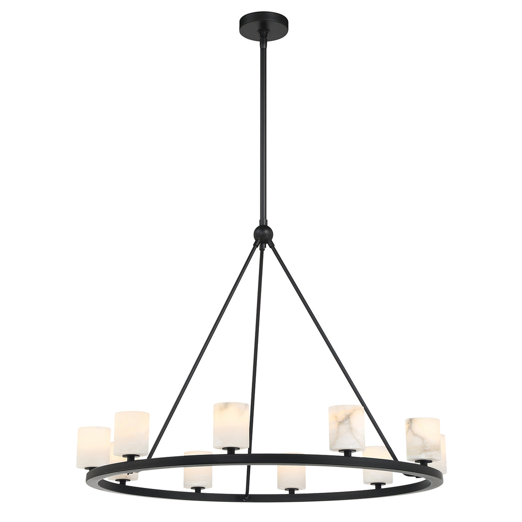 Crystorama Aragon 10 Light Matte Black Chandelier ARA-10265-MK-ST