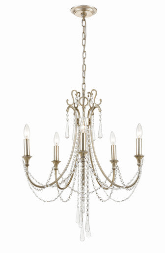 Crystorama Arcadia 5 Light Antique Silver Crystal Chandelier ARC-1905-SA-CL-MWP