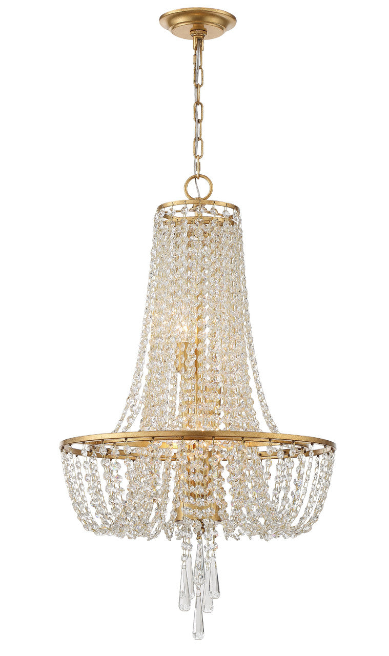 Crystorama Arcadia 4 Light Antique Gold Chandelier ARC-1907-GA-CL-MWP