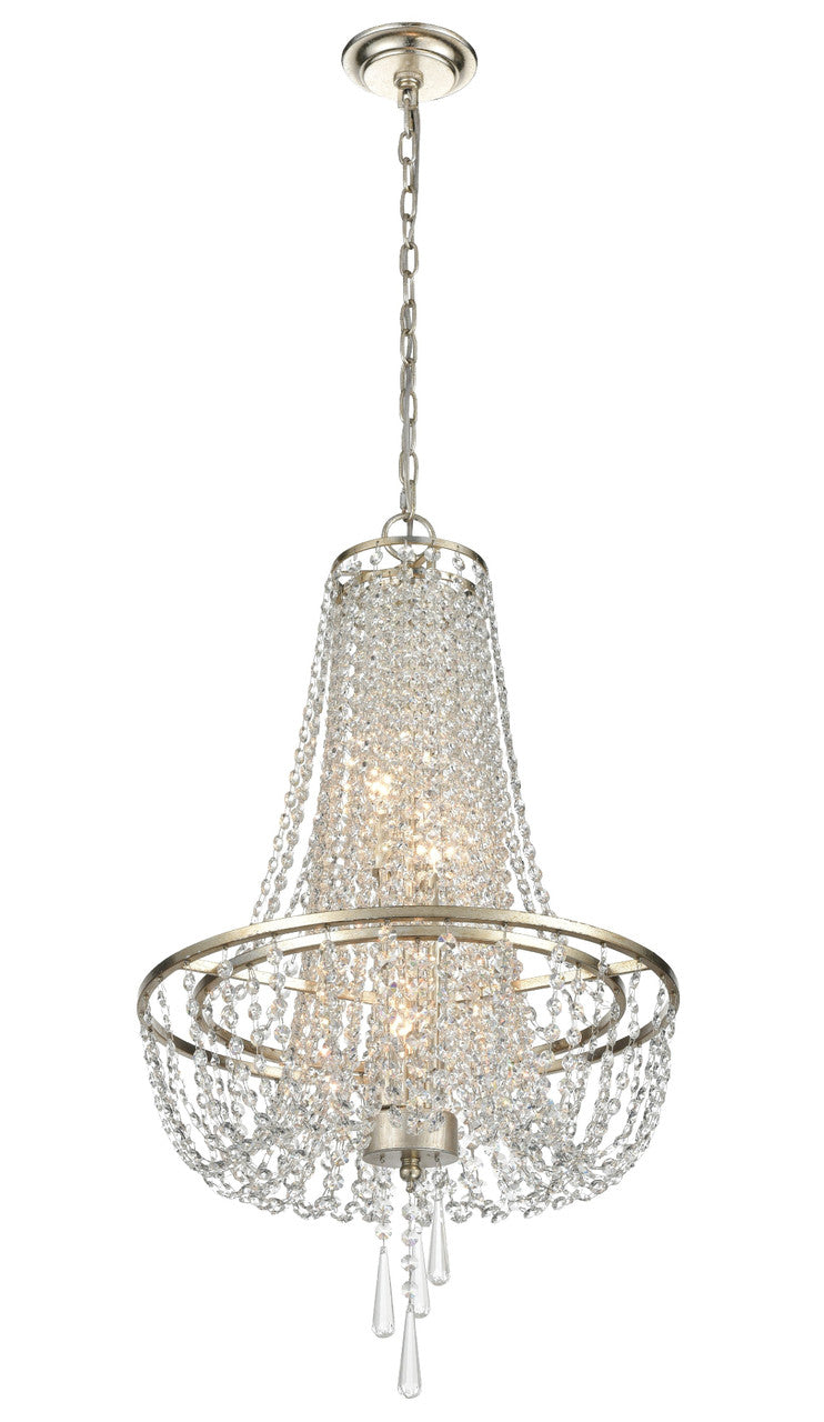 Crystorama Arcadia 4 Light Antique Silver Chandelier ARC-1907-SA-CL-MWP