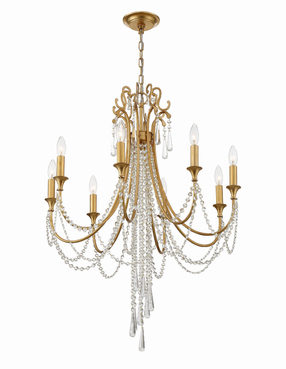 Crystorama Arcadia 8 Light Antique Gold Chandelier ARC-1908-GA-CL-MWP