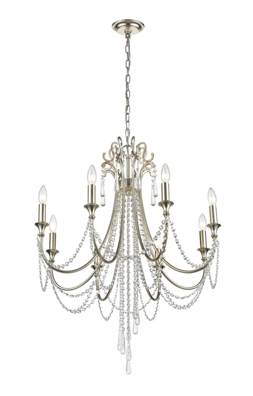 Crystorama Arcadia 8 Light Antique Silver Chandelier ARC-1908-SA-CL-MWP