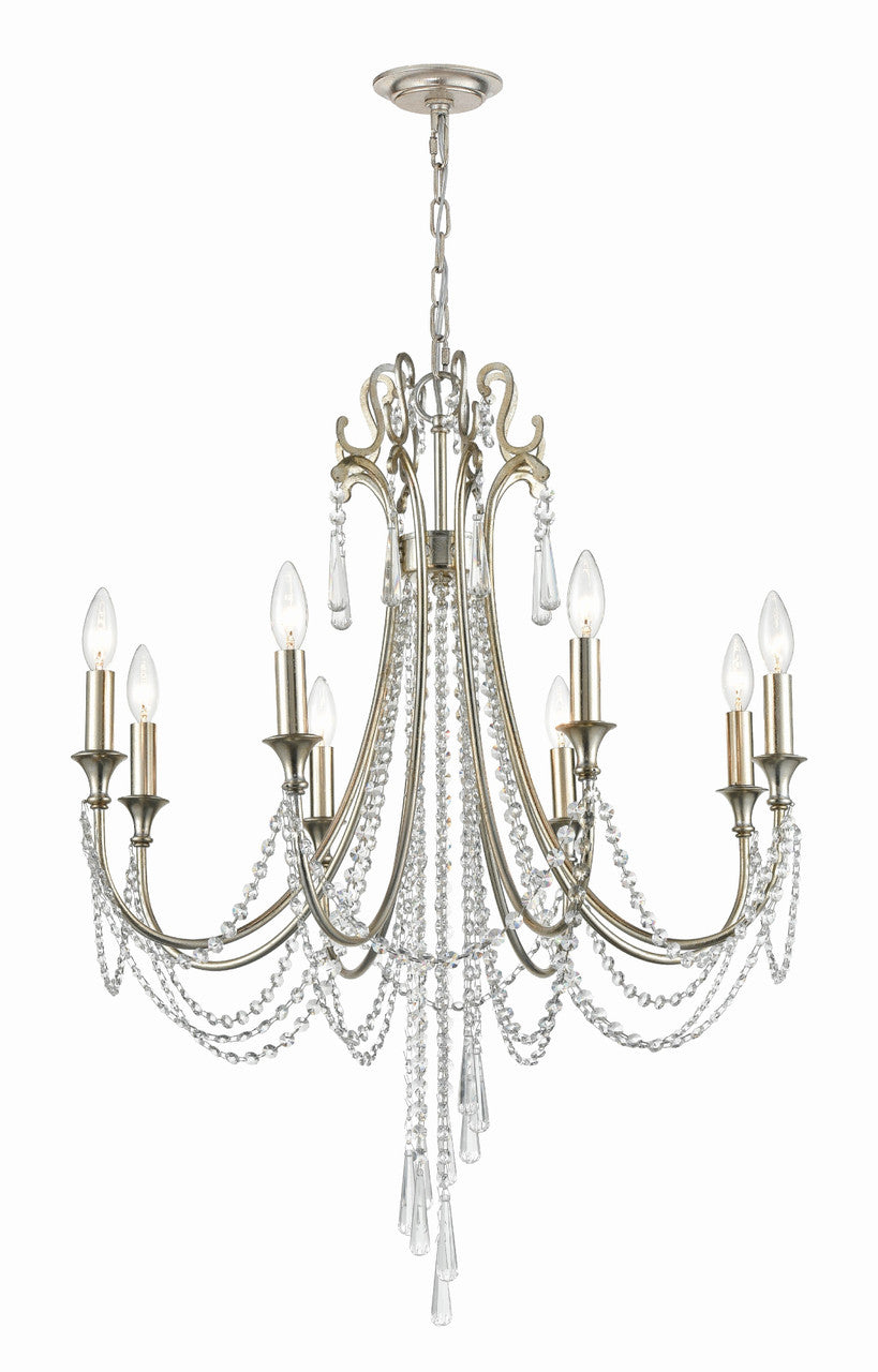 Crystorama Arcadia 8 Light Antique Silver Chandelier ARC-1908-SA-CL-MWP