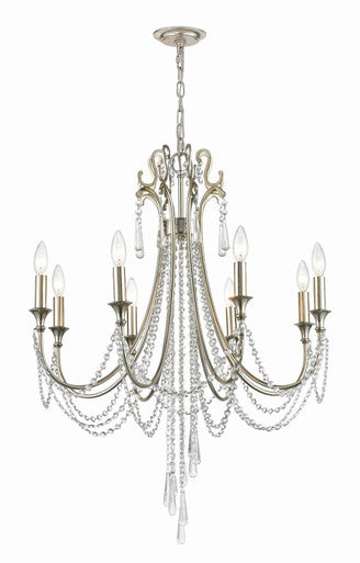 Crystorama Arcadia 8 Light Antique Silver Chandelier ARC-1908-SA-CL-MWP