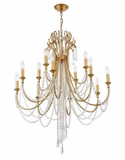 Crystorama Arcadia 12 Light Antique Gold Chandelier ARC-1909-GA-CL-MWP