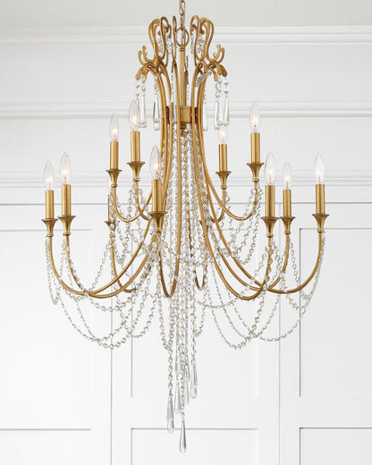 Crystorama Arcadia 12 Light Antique Gold Chandelier ARC-1909-GA-CL-MWP