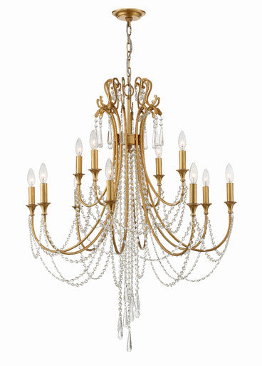 Crystorama Arcadia 12 Light Antique Gold Chandelier ARC-1909-GA-CL-MWP