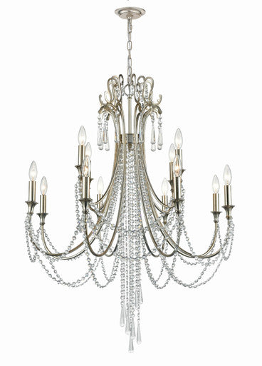 Crystorama Arcadia 12 Light Antique Silver Chandelier ARC-1909-SA-CL-MWP