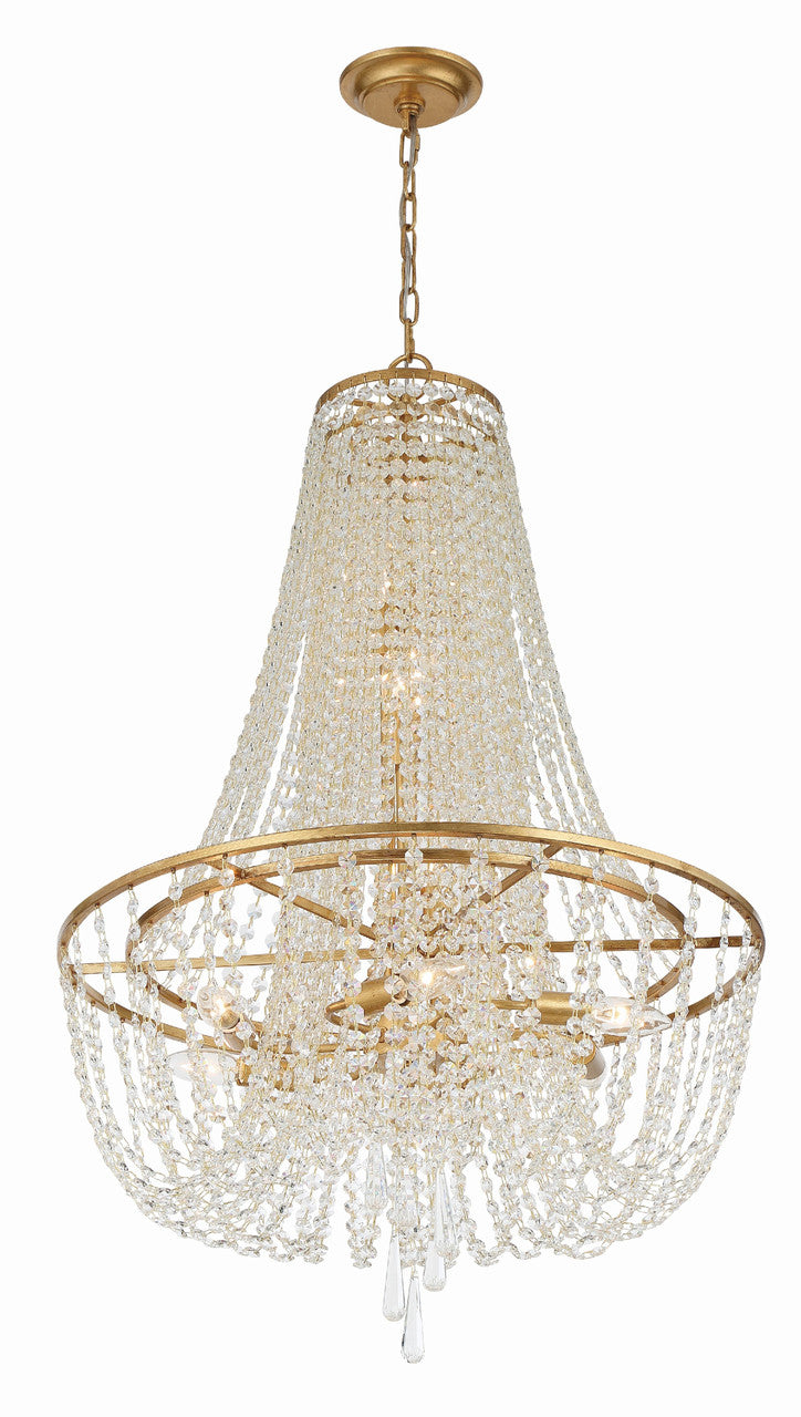 Crystorama Arcadia 9 Light Antique Gold Chandelier ARC-1917-GA-CL-MWP