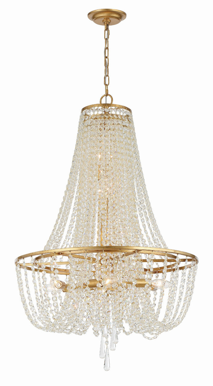 Crystorama Arcadia 9 Light Antique Gold Chandelier ARC-1917-GA-CL-MWP