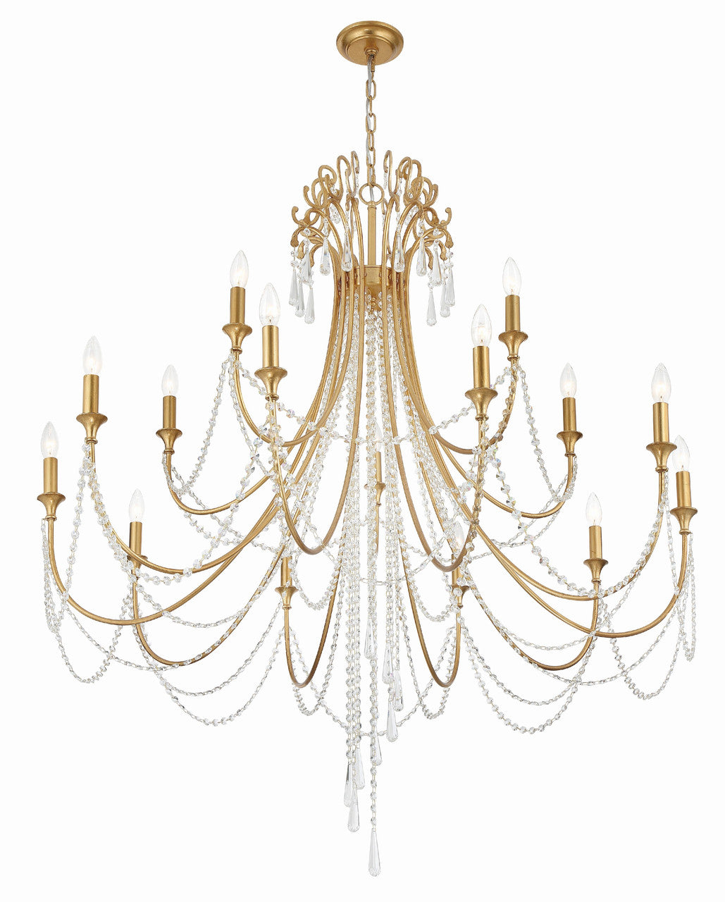 Crystorama Arcadia 15 Light Antique Gold Chandelier ARC-1919-GA-CL-MWP