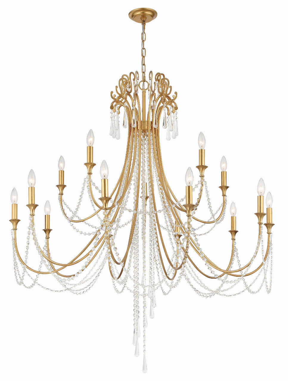 Crystorama Arcadia 15 Light Antique Gold Chandelier ARC-1919-GA-CL-MWP