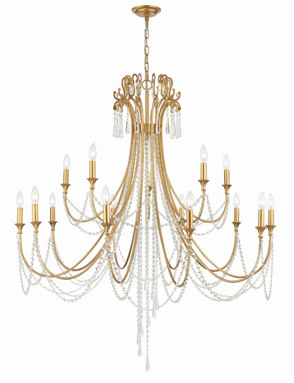 Crystorama Arcadia 15 Light Antique Gold Chandelier ARC-1919-GA-CL-MWP