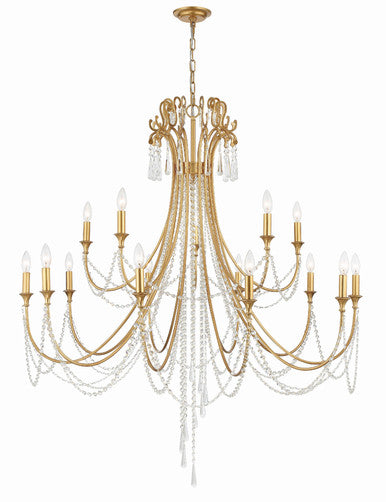 Crystorama Arcadia 15 Light Antique Gold Chandelier ARC-1919-GA-CL-MWP