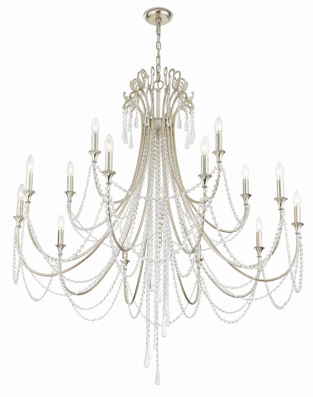 Crystorama Arcadia 15 Light Antique Silver Chandelier ARC-1919-SA-CL-MWP